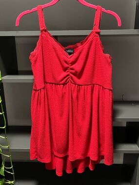 torrid Red Waffle Weave Babydoll Cami with Adjustable Straps